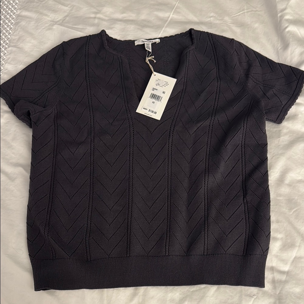 Nwt Splendid Black Short Sleeve Knit Top